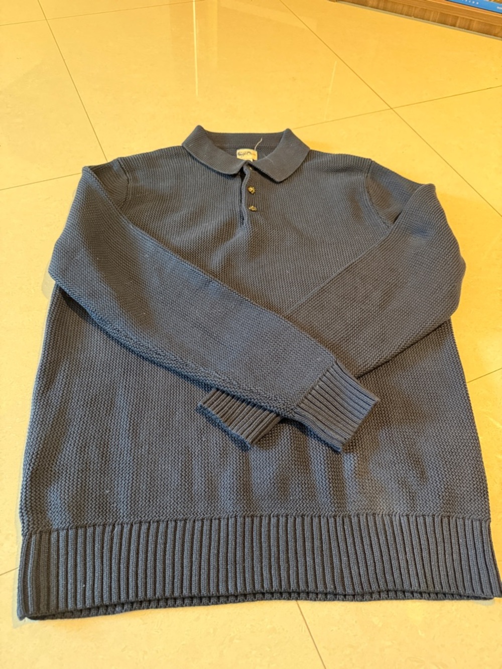 J. Crew Navy Knit Polo Sweater Men Large